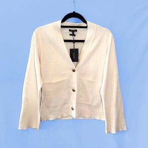 NWT Massimo Dutti White Cardigan with Gold Buttons